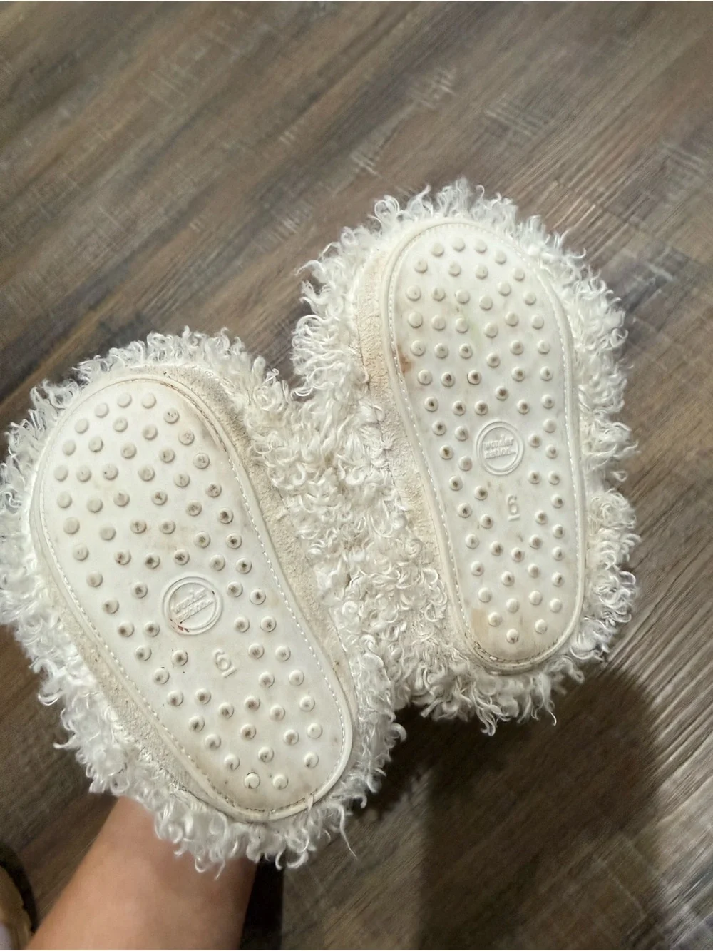Cream Lamb Plush Kids Slippers with Embroidered Face